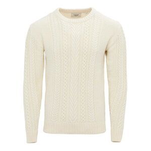 Firetrap Mens Cable Knit Cotton Sweater / Ecru